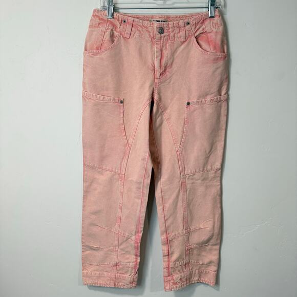 Free People We the Free Supersonic High Waist Slim Crop Barrel Jeans Pink 4 NEW - Picture 2 of 10